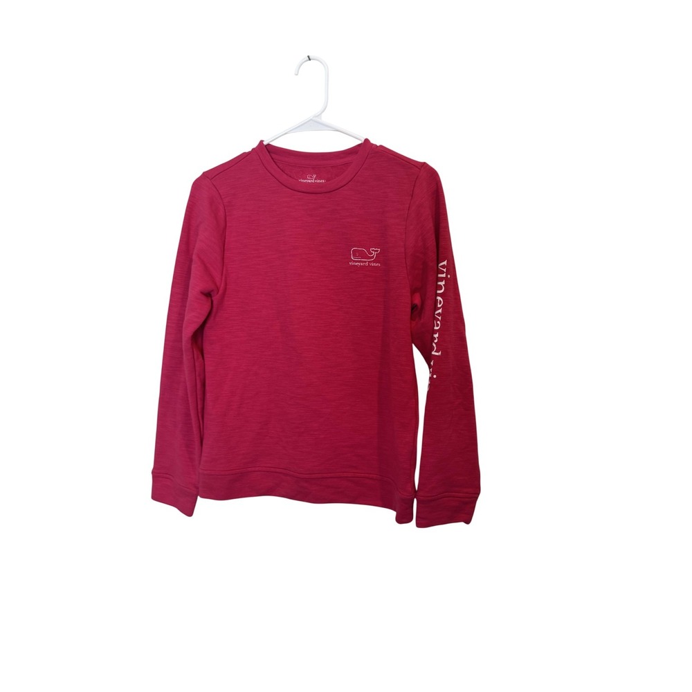 Vineyard Vines Sweatshirt‎ kids Large (14) Pink Whale Logo Graphic Crew Pullover